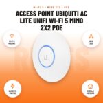 Access Point Ubiquiti AC Lite UniFi Wi-Fi 5 MIMO 2x2 PoE: imagen promocional con wi-fi 5 802.11ac, mimo 2x2, alimenta por poe, montaje en techo