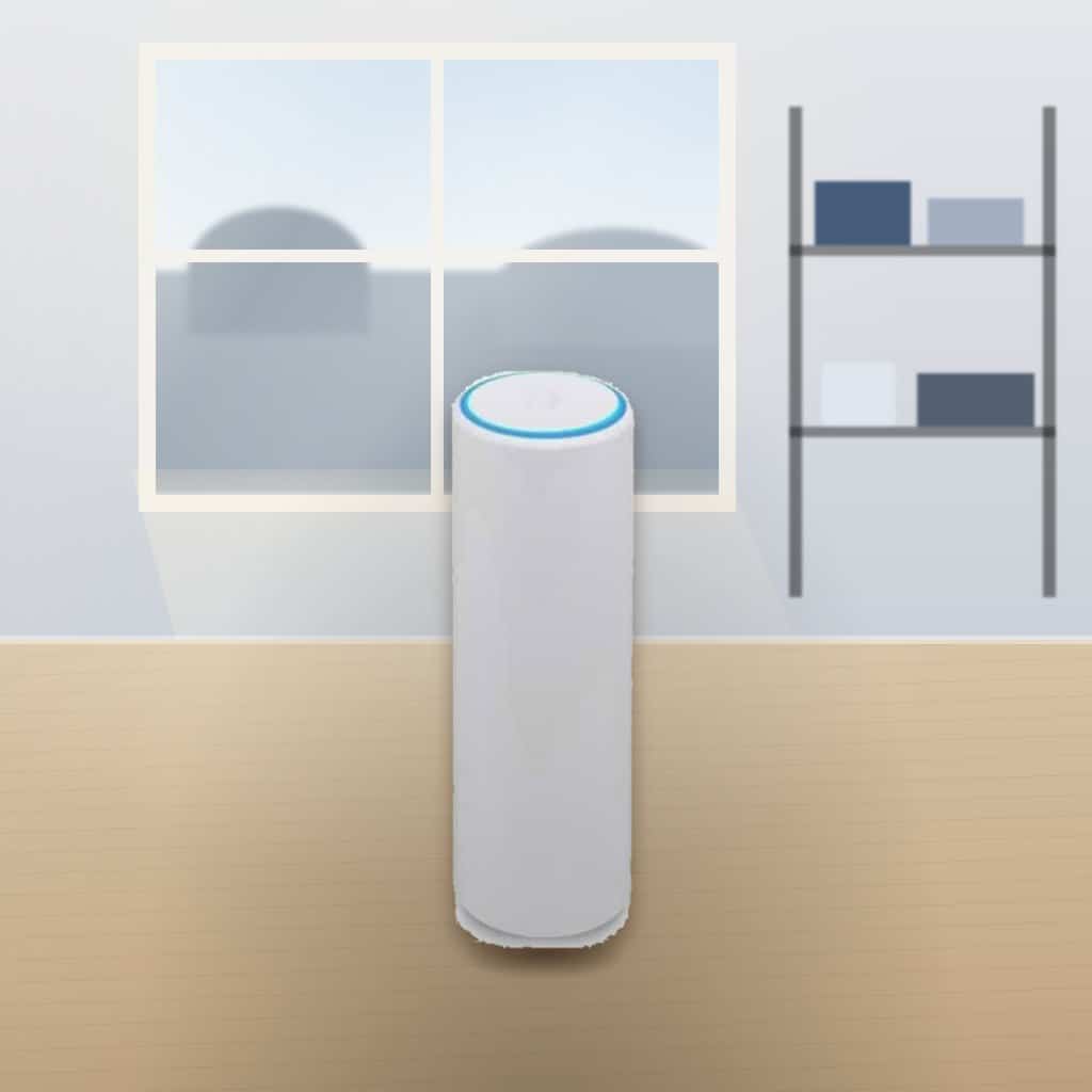 Access Point Ubiquiti UniFi FlexHD WiFi 5 MU-MIMO 4x4 en una oficina junto a un ventanal con luz natural