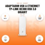 Adaptador USB a Ethernet TP-Link UE300 USB 3.0 Gigabit: imagen promocional con usb 3.0, ethernet gigabit, plug & play, diseño plegable