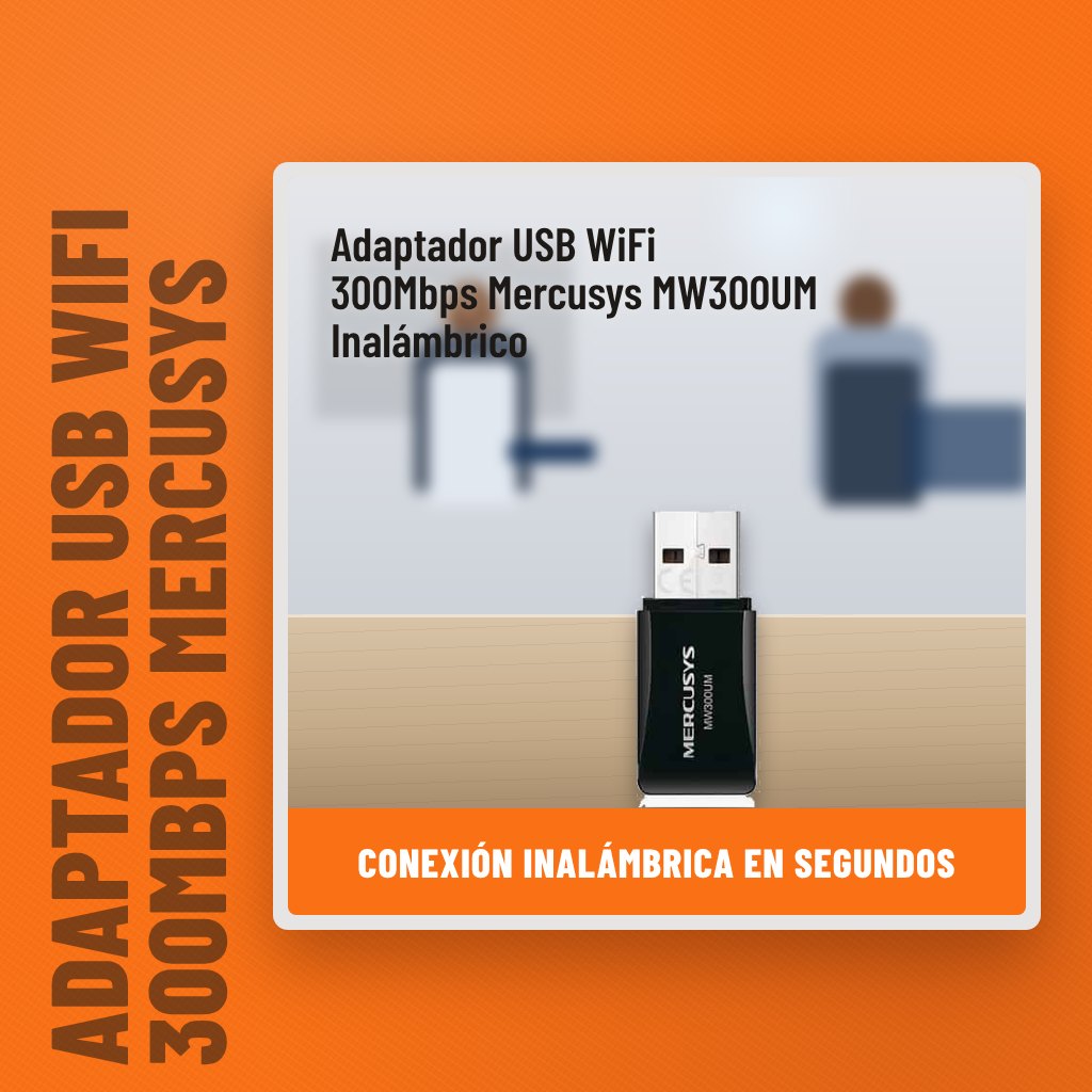 Adaptador USB WiFi 300Mbps Mercusys MW300UM Inalámbrico en una oficina con un profesional al fondo