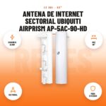 Antena de internet sectorial Ubiquiti airPrism AP-5AC-90-HD: imagen promocional con ganancia 22 dbi, haz 90°, sectorial, para exterior