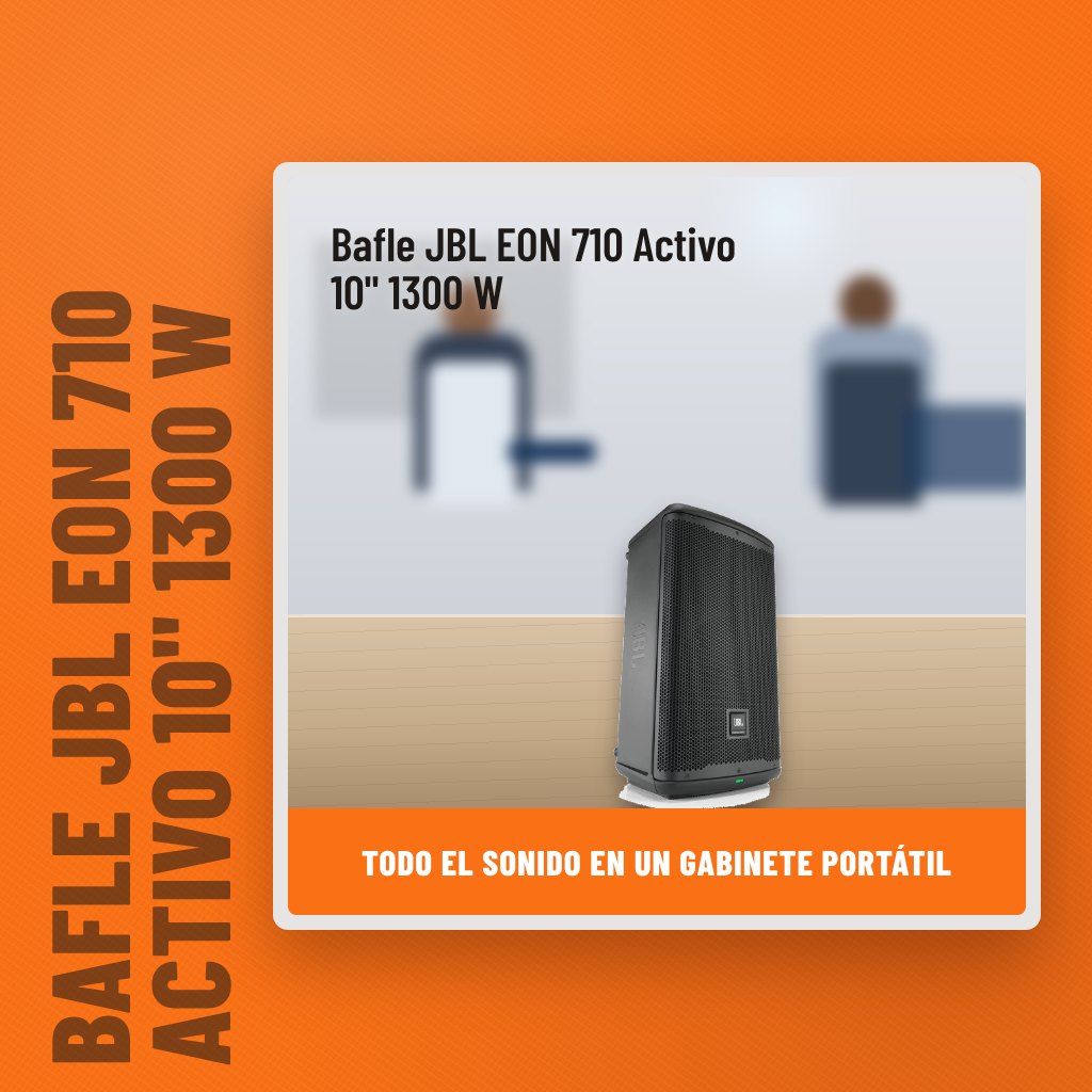 Bafle JBL EON 710 Activo 10" 1300 W en una oficina con un profesional al fondo