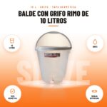 Balde con Grifo Rimo de 10 Litros: imagen promocional con 10 litros, grifo, tapa hermética, manija reforzada