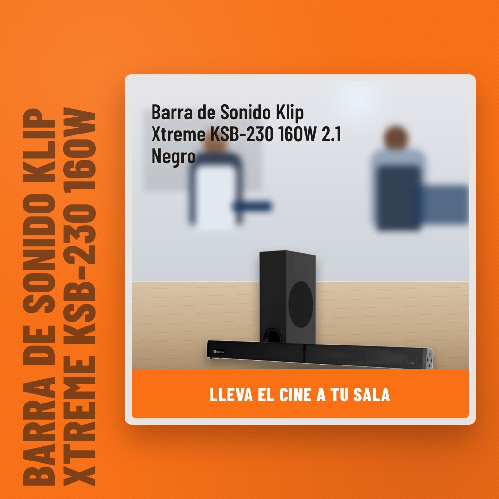 Barra de Sonido Klip Xtreme KSB-230 160W 2.1 Negro en una oficina con un profesional al fondo