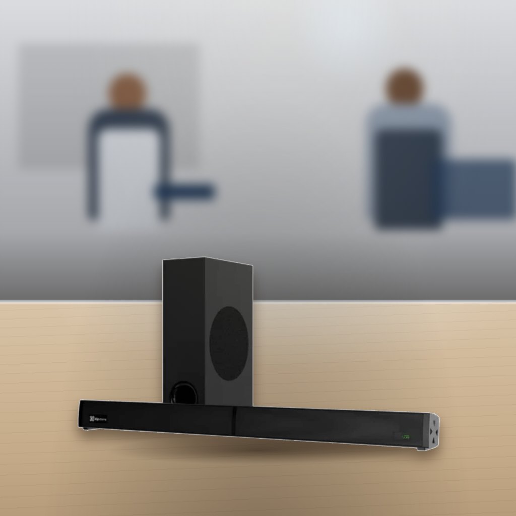 Barra de Sonido Klip Xtreme KSB-230 160W 2.1 Negro en una oficina
