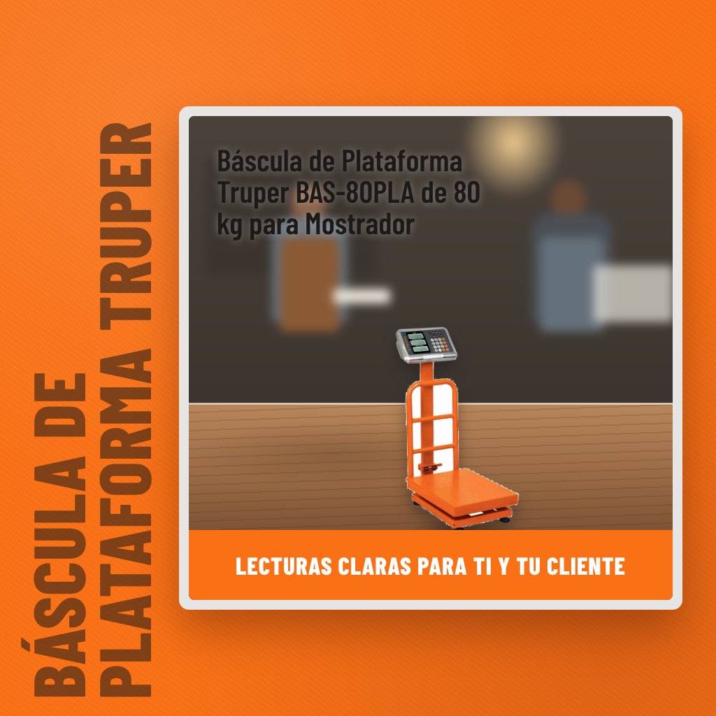 Báscula de Plataforma Truper BAS-80PLA de 80 kg para Mostrador en un taller con un profesional al fondo