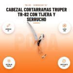 Cabezal Cortarramas Truper TR-82 con Tijera y Serrucho: imagen promocional con serrucho 14", acero sk5, sistema de poleas, corte hasta 1 1/4"