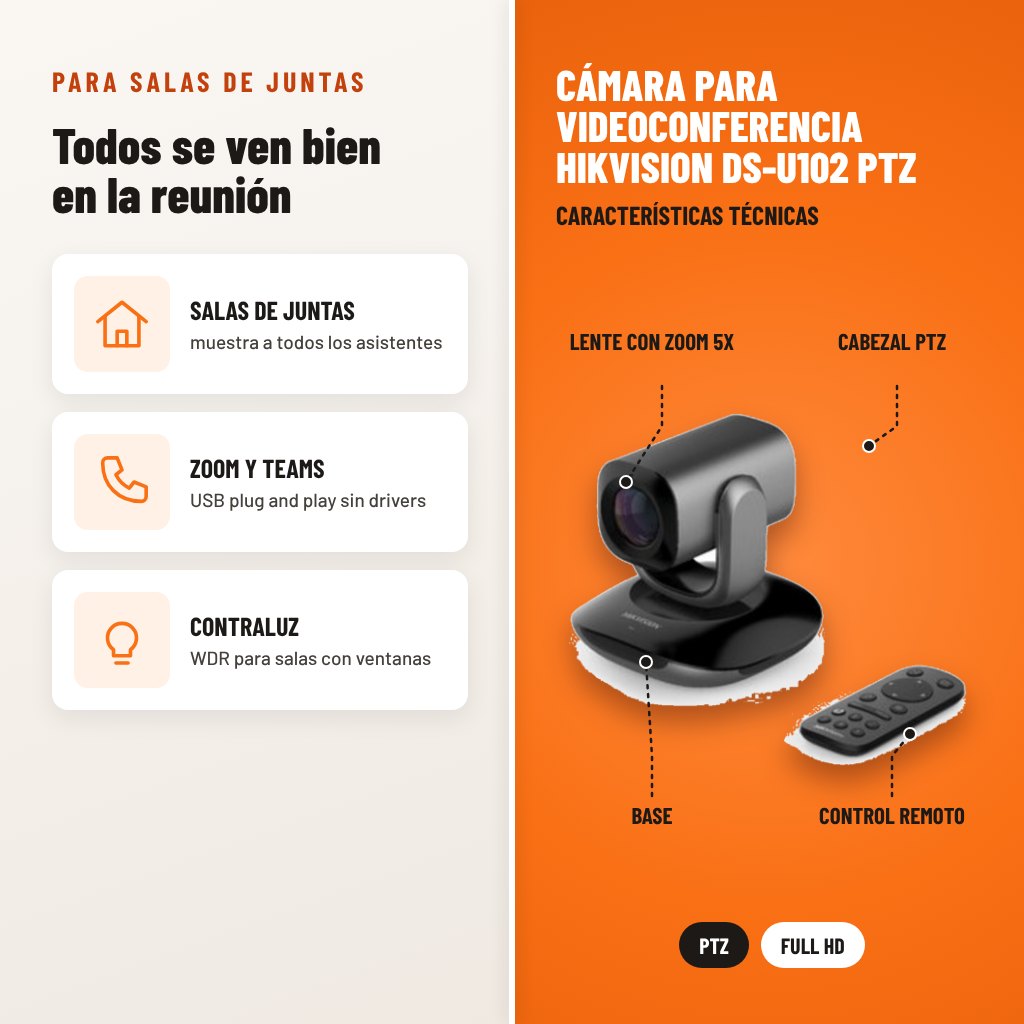 Cámara para Videoconferencia Hikvision DS-U102 PTZ: usos y características técnicas señaladas