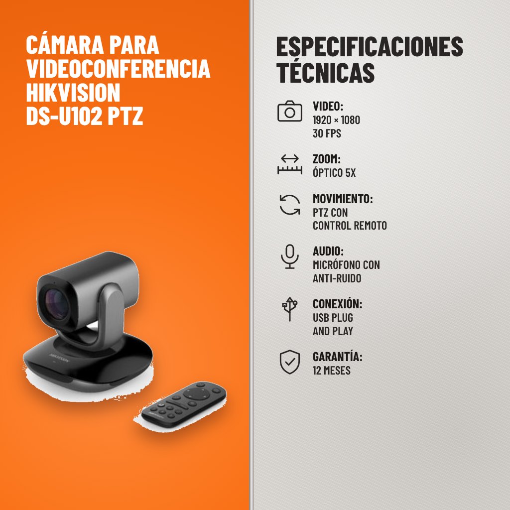 Especificaciones técnicas de Cámara para Videoconferencia Hikvision DS-U102 PTZ