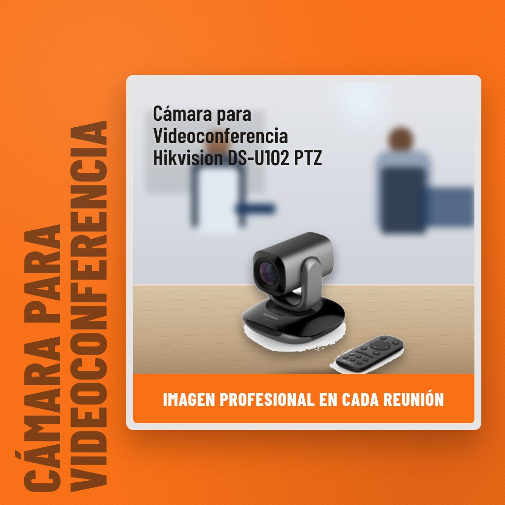Cámara para Videoconferencia Hikvision DS-U102 PTZ en una oficina con un profesional al fondo