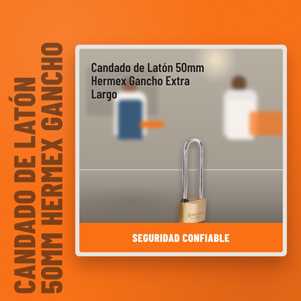 Candado de Latón 50mm Hermex Gancho Extra Largo en una obra con un profesional al fondo