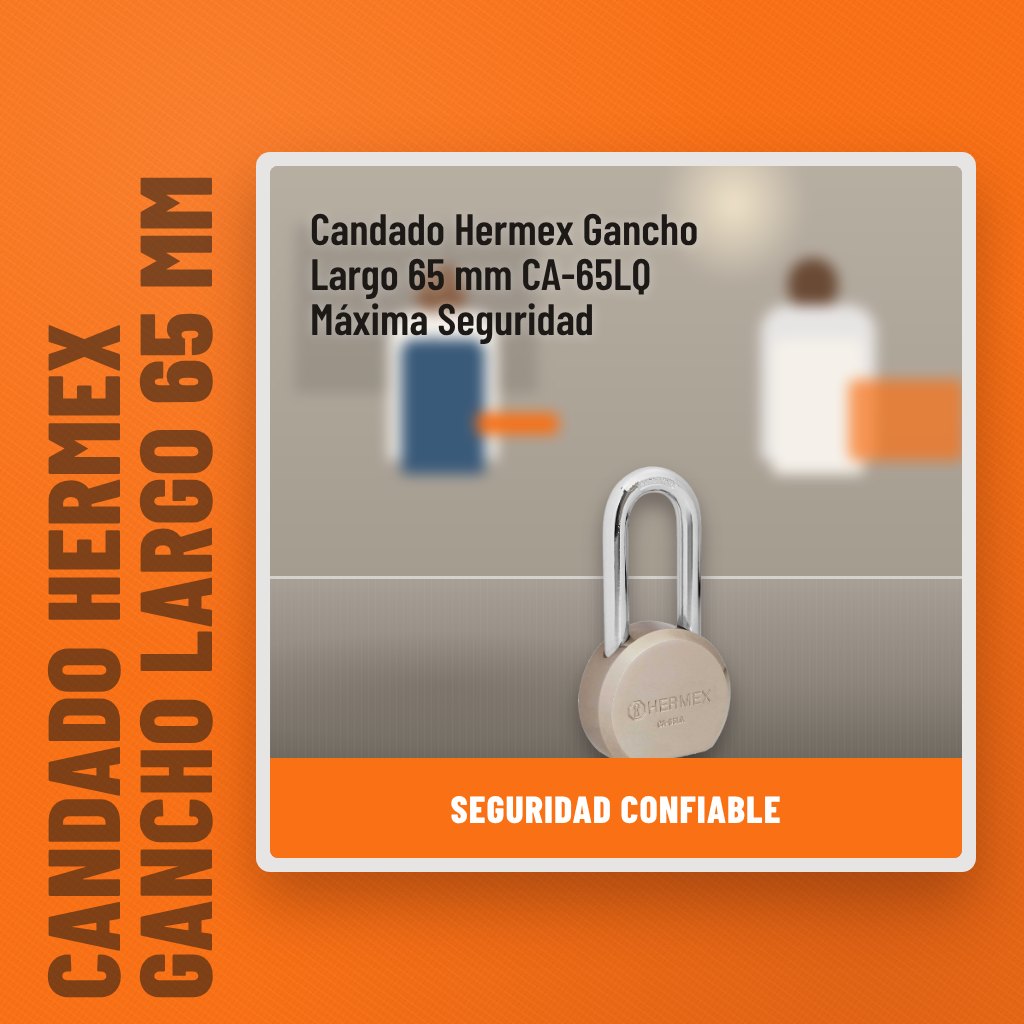 Candado Hermex Gancho Largo 65 mm CA-65LQ Máxima Seguridad en una obra con un profesional al fondo