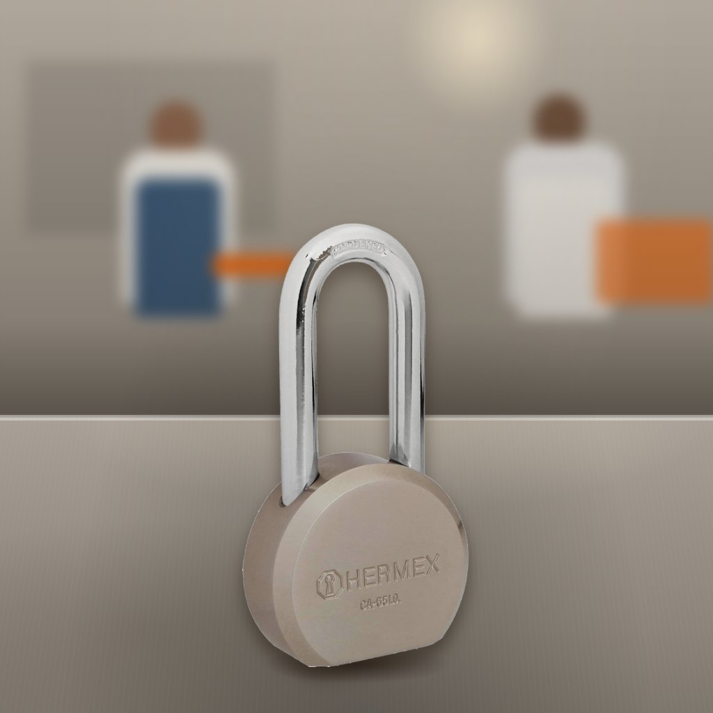 Candado Hermex Gancho Largo 65 mm CA-65LQ Máxima Seguridad en una obra