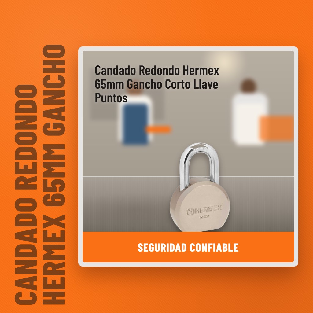 Candado Redondo Hermex 65mm Gancho Corto Llave Puntos en una obra con un profesional al fondo