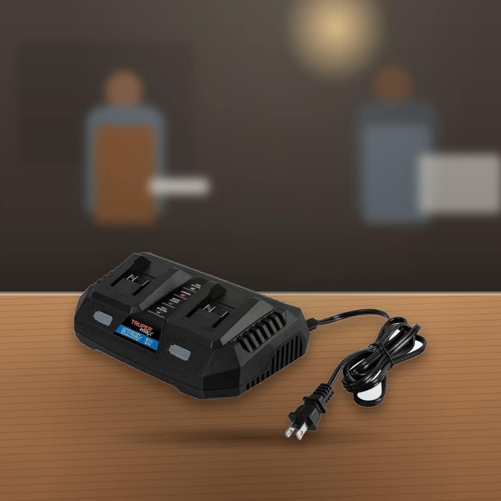 Cargador Dual 20V Truper MAX-CA2 para Pared en un taller