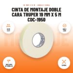 Cinta de Montaje Doble Cara Truper 19 mm x 5 m CDC-1950: imagen promocional con 19 mm x 5 m, doble cara, sin clavos ni tornillos, espuma