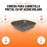 Concha para Carretilla Pretul CO-5P Acero Rolado: imagen promocional con 80 litros, acero rolado, calibre 24, 3,52 kg