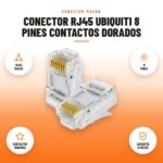 Conector RJ45 Ubiquiti 8 Pines Contactos Dorados: imagen promocional con rj45 macho, 8 pines, contactos dorados, garantía 12 meses
