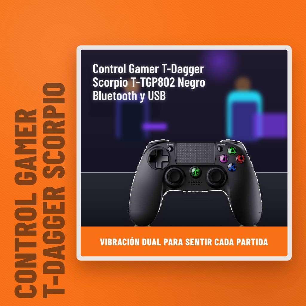 Control Gamer T-Dagger Scorpio T-TGP802 Negro Bluetooth y USB en un set gamer con un profesional al fondo