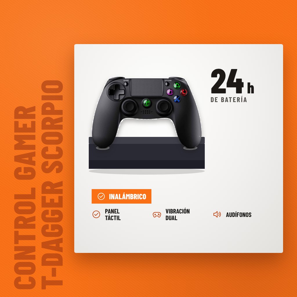 Control Gamer T-Dagger Scorpio T-TGP802 Negro Bluetooth y USB sobre soporte con sus beneficios principales
