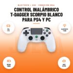 Control Inalámbrico T-Dagger Scorpio Blanco para PS4 y PC: imagen promocional con ps4 y pc, bluetooth y usb, recar- gable, jack 3.5 mm
