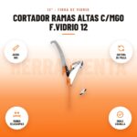 Cortador Ramas Altas C/Mgo F.Vidrio 12: imagen promocional con acero sk5, sistema de polea, mango telescópico, doble cuchilla