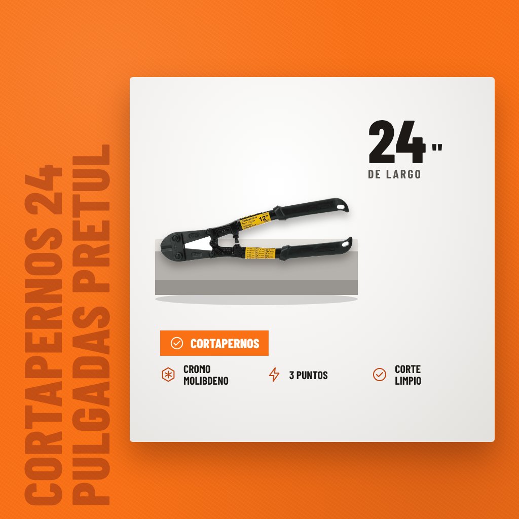 Cortapernos 24 Pulgadas Pretul Mango Tubular Acero sobre soporte con sus beneficios principales