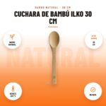 Cuchara de Bambú Ilko 30 cm: imagen promocional con bambú natural, 30 cm, resiste 220 °c, no raya