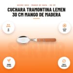 Cuchara Tramontina Lemen 30 cm Mango de Madera: imagen promocional con 30 cm, acero inox, mango de haya, triple remache