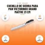 Cuchillo de sierra para pan Victorinox Grand Maître 21 cm: imagen promocional con hoja 21 cm, forjado, filo ondulado, apto lavavajillas