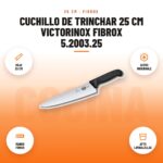 Cuchillo de trinchar 25 cm Victorinox Fibrox 5.2003.25: imagen promocional con hoja 25 cm, acero inoxidable, mango fibrox, apto lavavajillas
