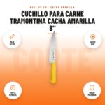 Cuchillo para Carne Tramontina Cacha Amarilla 8": imagen promocional con hoja 20 cm, acero inox, triple remache, mango microban
