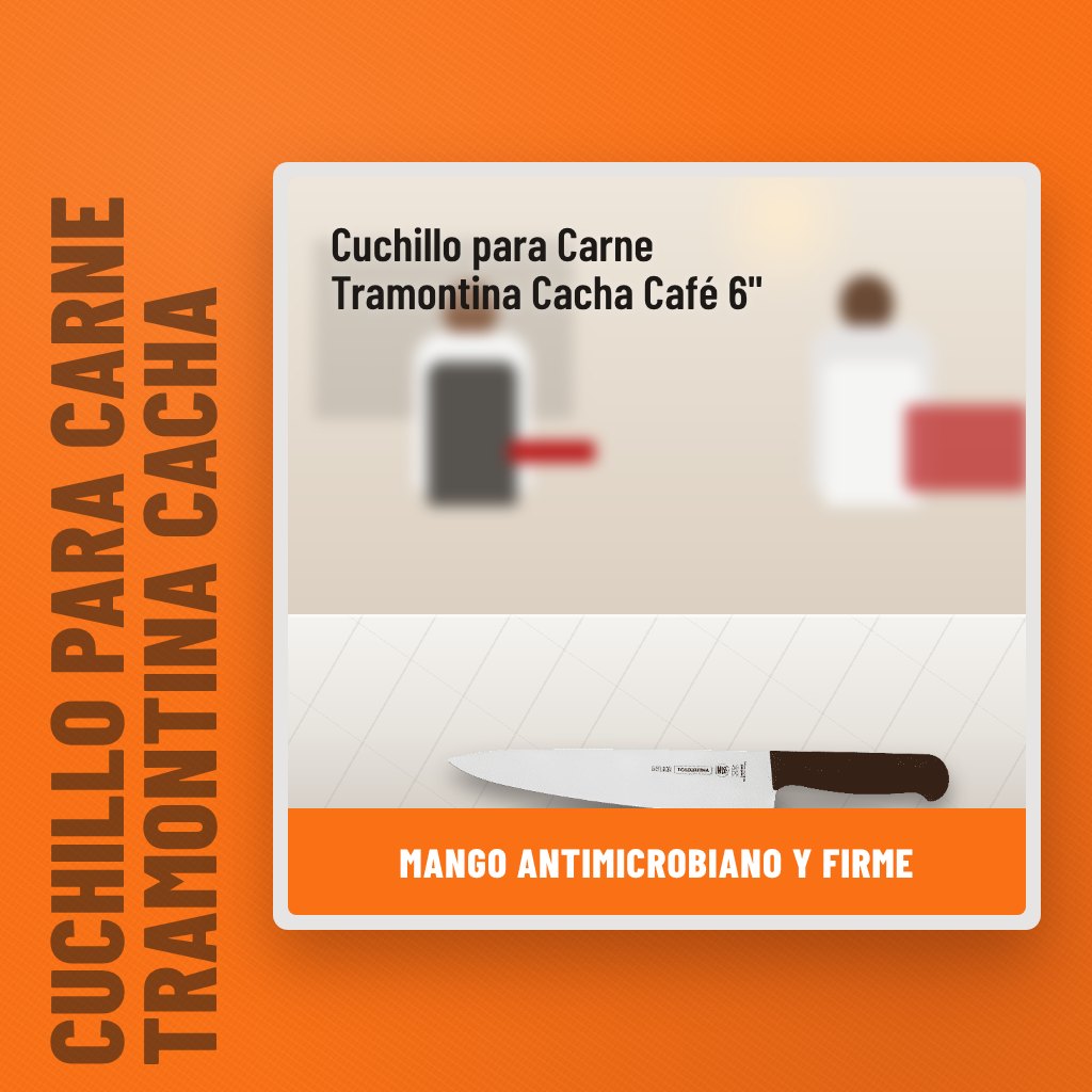 Cuchillo para Carne Tramontina Cacha Café 6" en una cocina con un profesional al fondo
