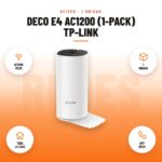 Deco E4 AC1200 (1-pack) Tp-link: imagen promocional con ac1200 mesh, 1 unidad, toda la casa, app deco