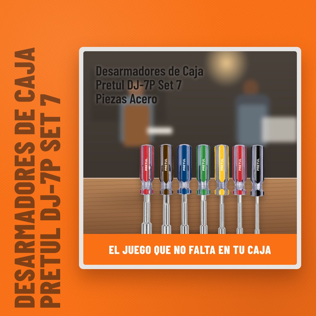 Desarmadores de Caja Pretul DJ-7P Set 7 Piezas Acero en un taller con un profesional al fondo