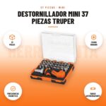 Destornillador Mini 37 Piezas Truper: imagen promocional con 37 piezas, cromo vanadio, portapuntas magnético, mango antiderrapante