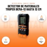 Detector de Materiales Truper DEMA-12 hasta 12 cm: imagen promocional con hasta 12 cm, cables con voltaje, metales, pantalla lcd