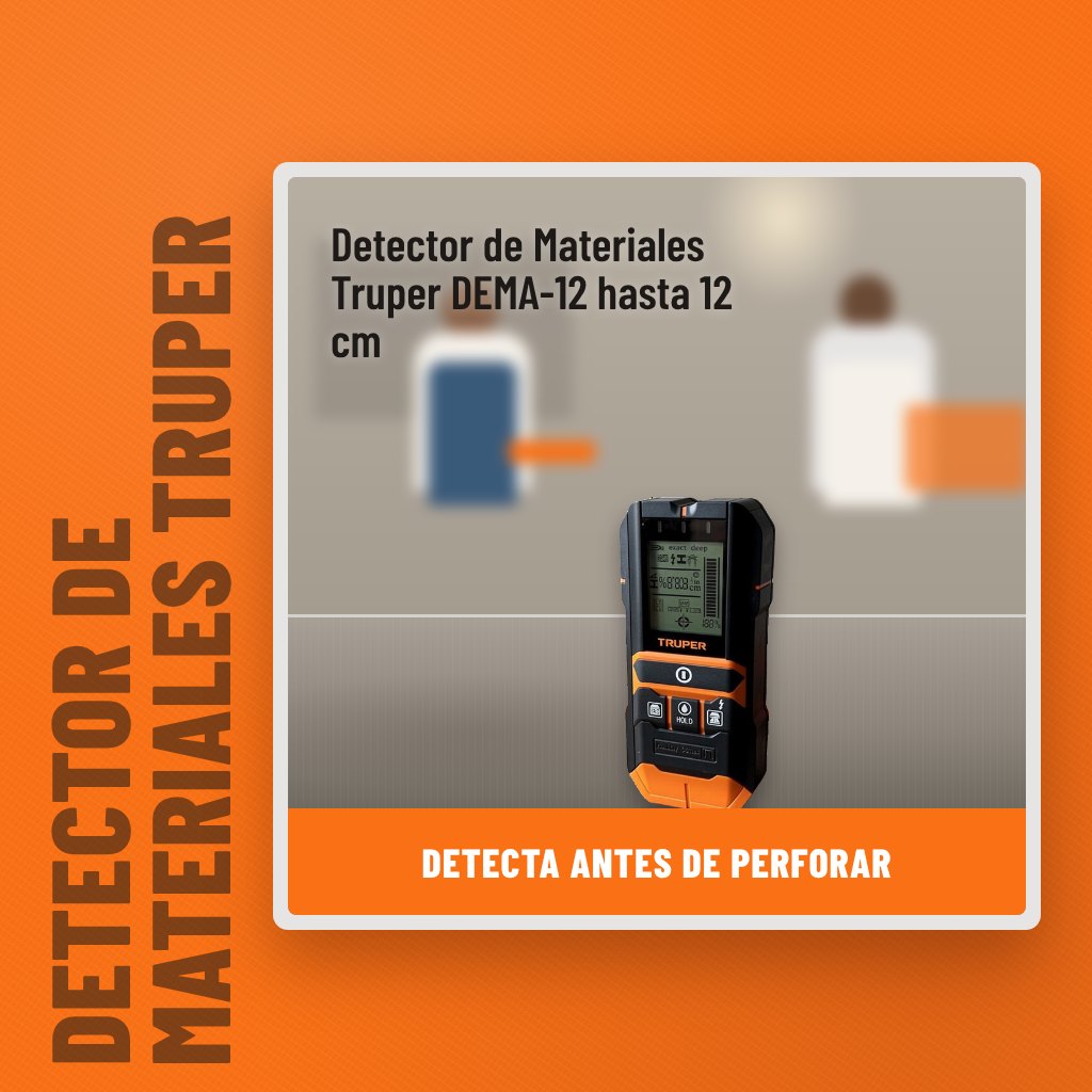Detector de Materiales Truper DEMA-12 hasta 12 cm en una obra con un profesional al fondo