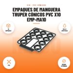 Empaques de manguera Truper cónicos PVC x10 EMP-MA10: imagen promocional con 10 empaques, sello antifugas, pvc, medida estándar