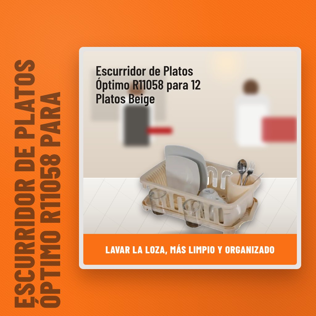 Escurridor de Platos Óptimo R11058 para 12 Platos Beige en una cocina con un profesional al fondo