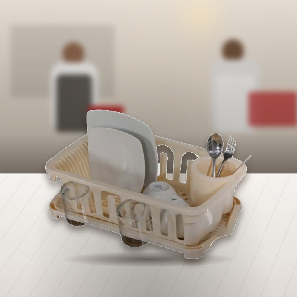 Escurridor de Platos Óptimo R11058 para 12 Platos Beige en una cocina