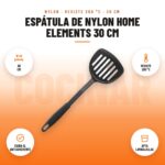 Espátula de Nylon Home Elements 30 cm: imagen promocional con 30 cm, resiste 200 °c, cuida el antiadherente, apta lavavajillas