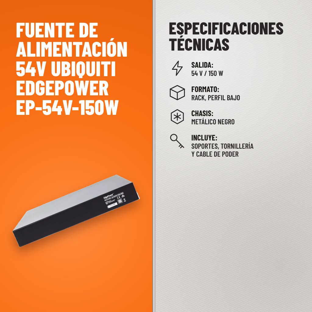 Especificaciones técnicas de Fuente de alimentación 54V Ubiquiti EdgePower EP-54V-150W