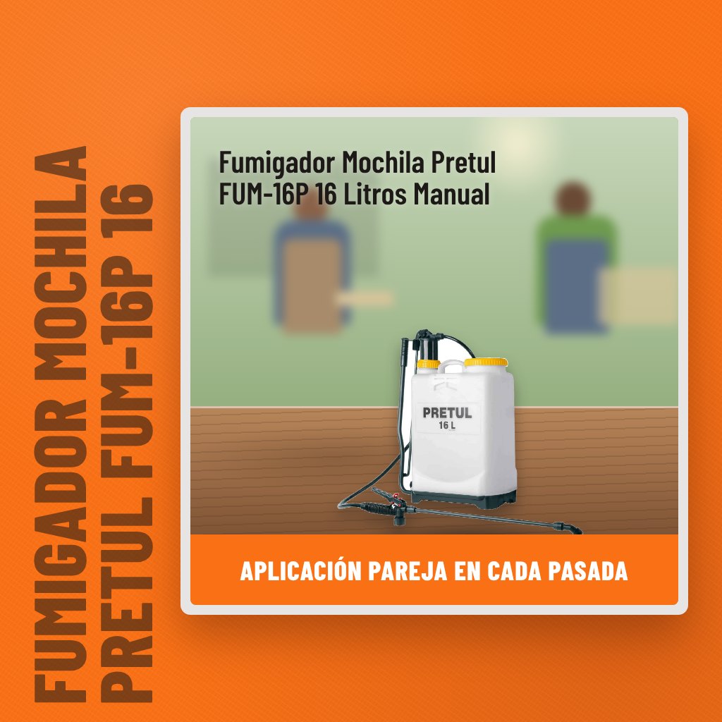 Fumigador Mochila Pretul FUM-16P 16 Litros Manual en la finca con un profesional al fondo