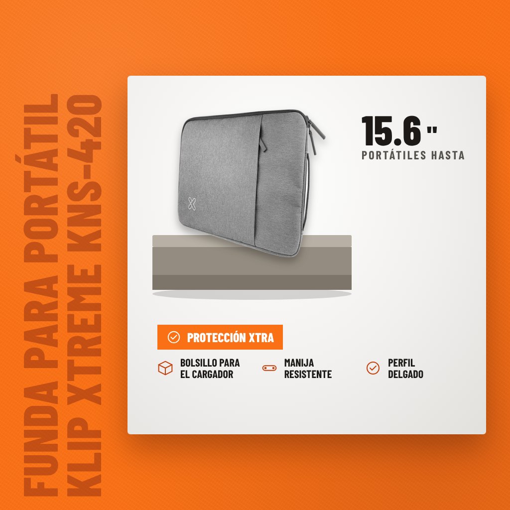 Funda para Portátil Klip Xtreme KNS-420 15.6" sobre soporte con sus beneficios principales