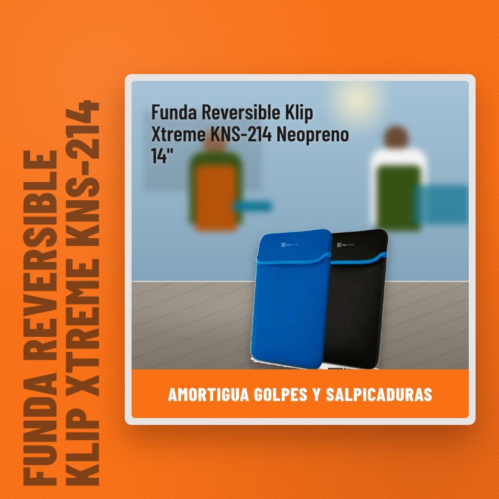 Funda Reversible Klip Xtreme KNS-214 Neopreno 14" en un espacio al aire libre con un profesional al fondo