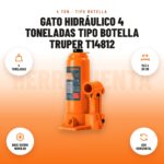Gato Hidráulico 4 Toneladas Tipo Botella Truper T14812: imagen promocional con 4 toneladas, 19,5 a 38 cm, base hierro nodular, uso horizontal