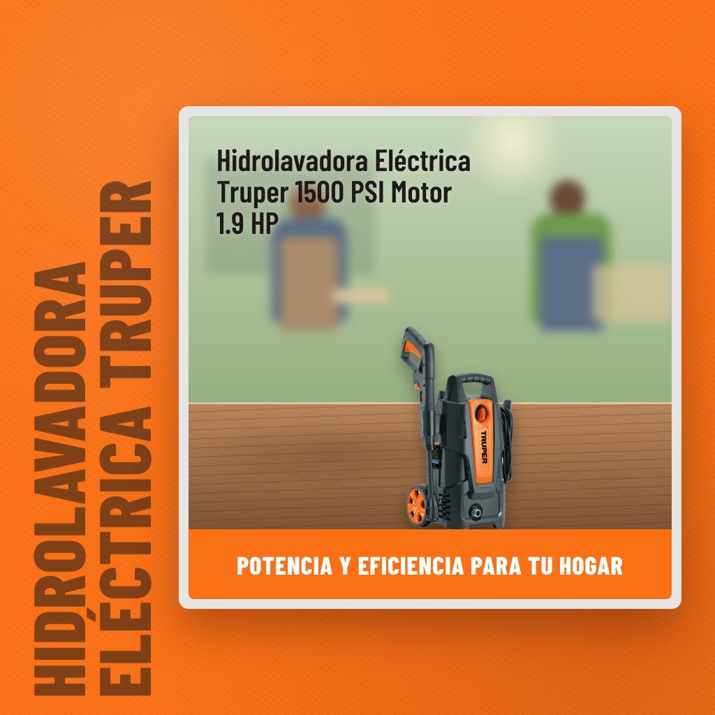 Hidrolavadora Eléctrica Truper 1500 PSI Motor 1.9 HP en la finca con un profesional al fondo