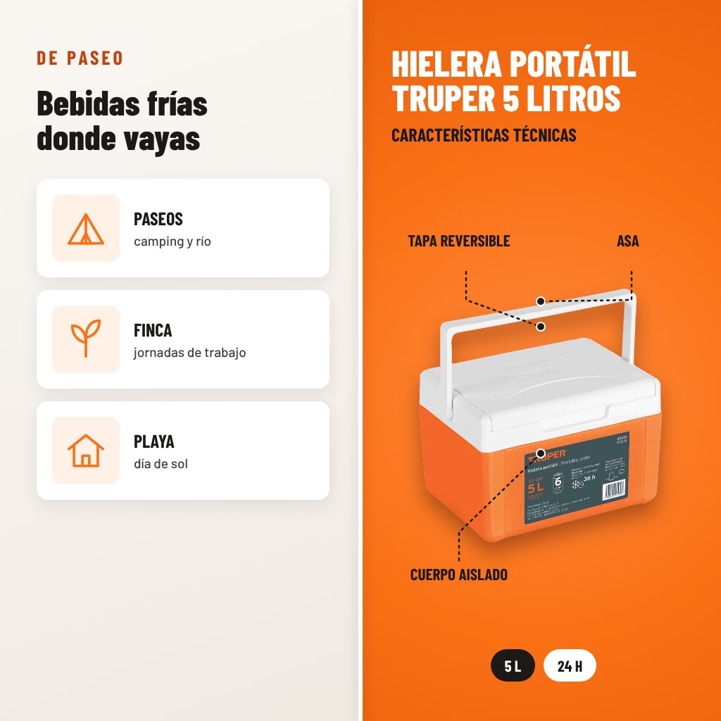Hielera Portátil Truper 5 Litros: usos y características técnicas señaladas