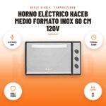 Horno Eléctrico Haceb Medio Formato Inox 60 cm 120V: imagen promocional con eléctrico 120v, tempori- zador, doble vidrio, 60 cm